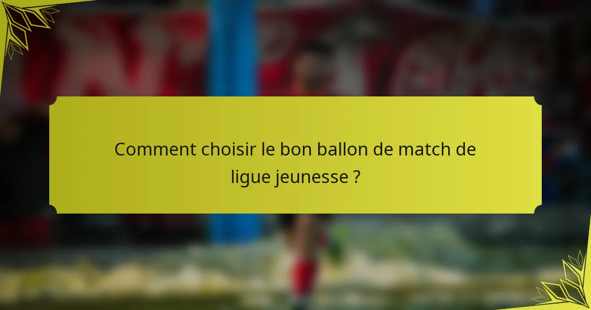 Comment choisir le bon ballon de match de ligue jeunesse ?