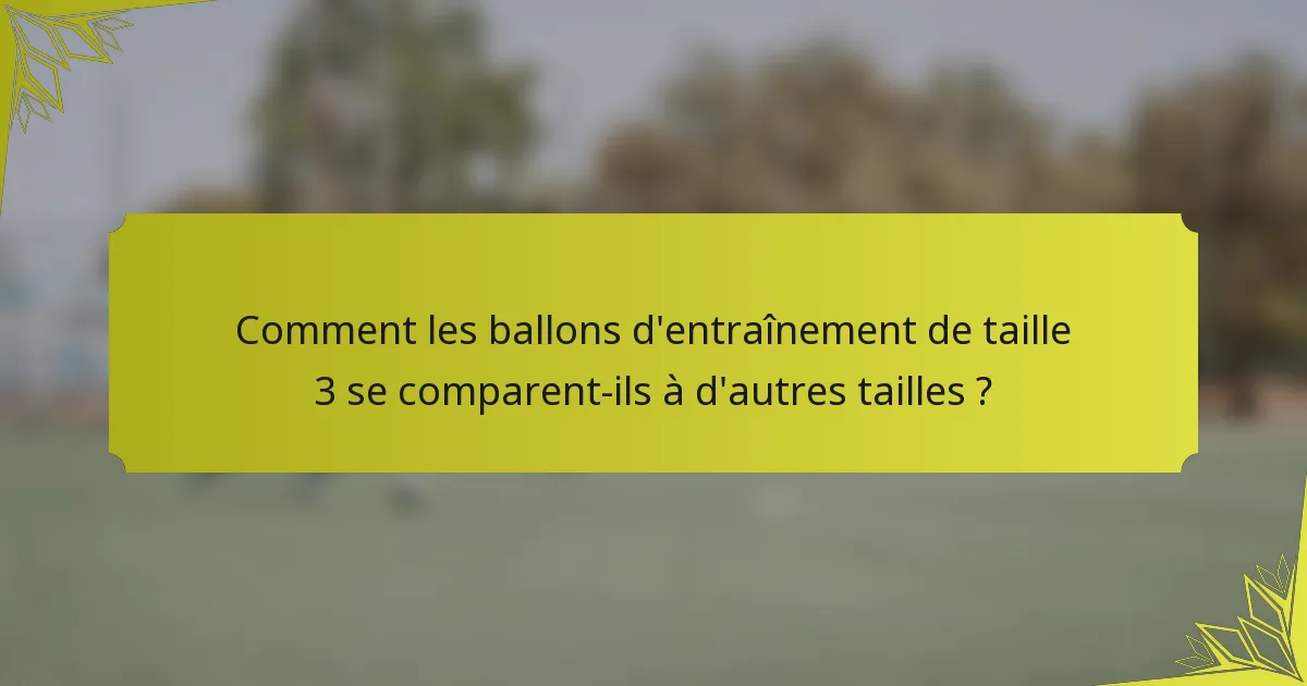 Comment les ballons d'entraînement de taille 3 se comparent-ils à d'autres tailles ?