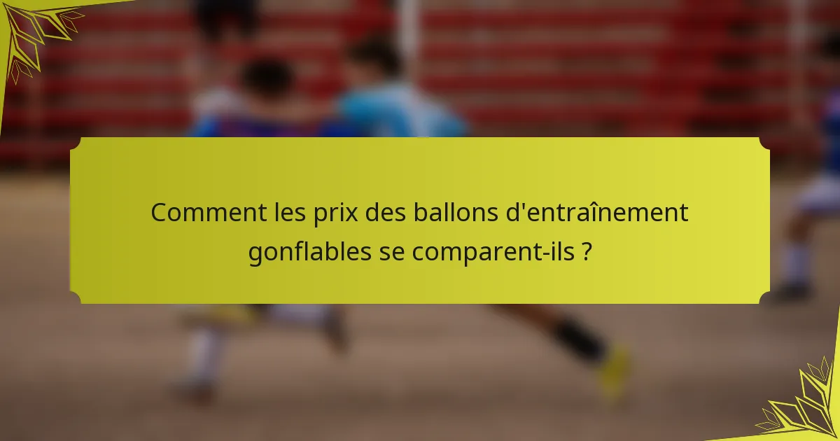 Comment les prix des ballons d'entraînement gonflables se comparent-ils ?