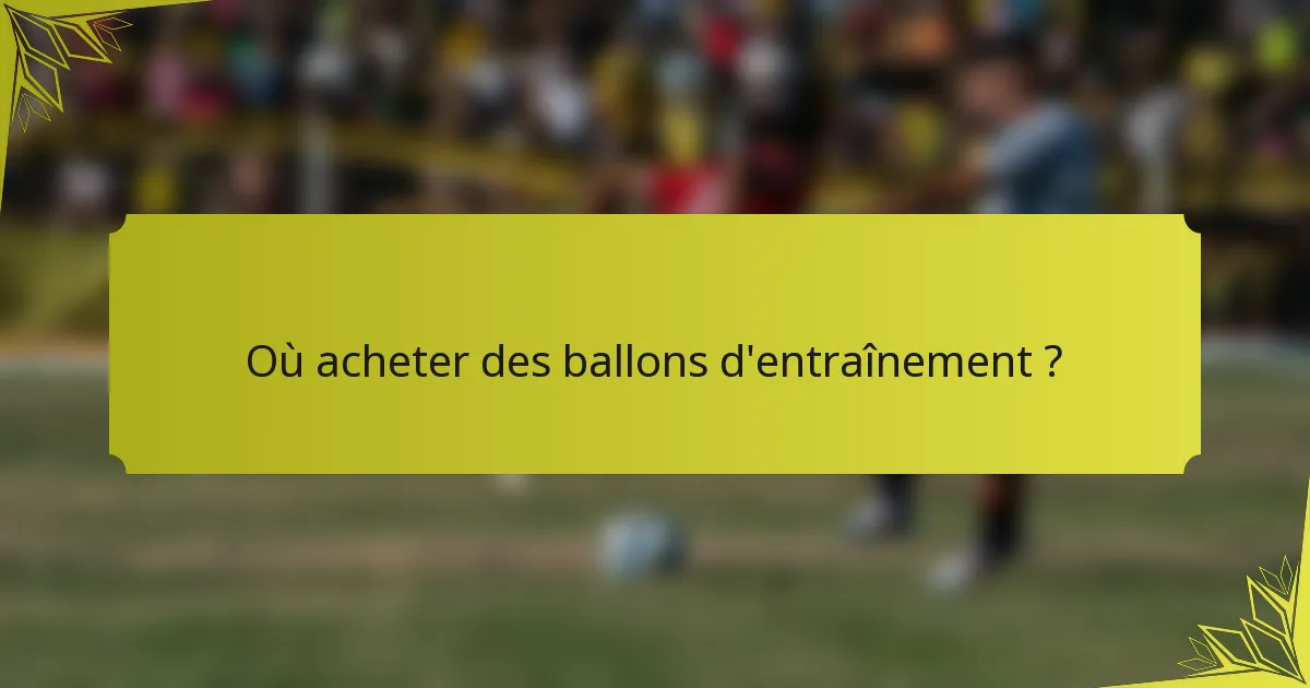 Où acheter des ballons d'entraînement ?