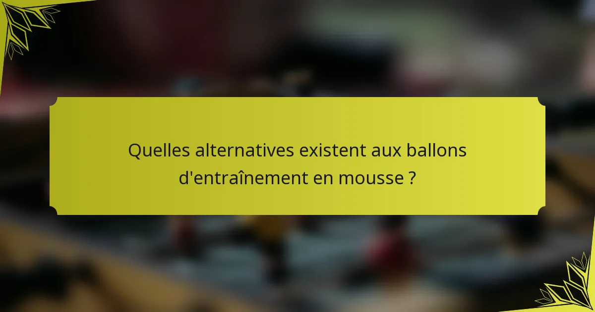Quelles alternatives existent aux ballons d'entraînement en mousse ?