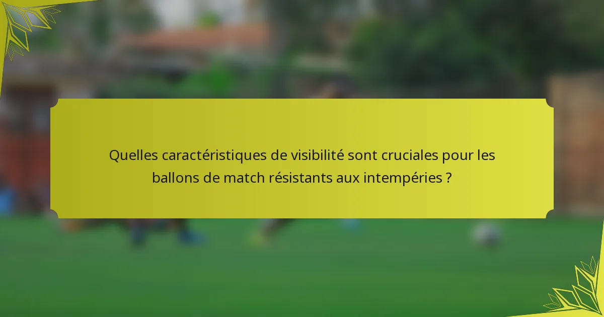 Quelles caractéristiques de visibilité sont cruciales pour les ballons de match résistants aux intempéries ?