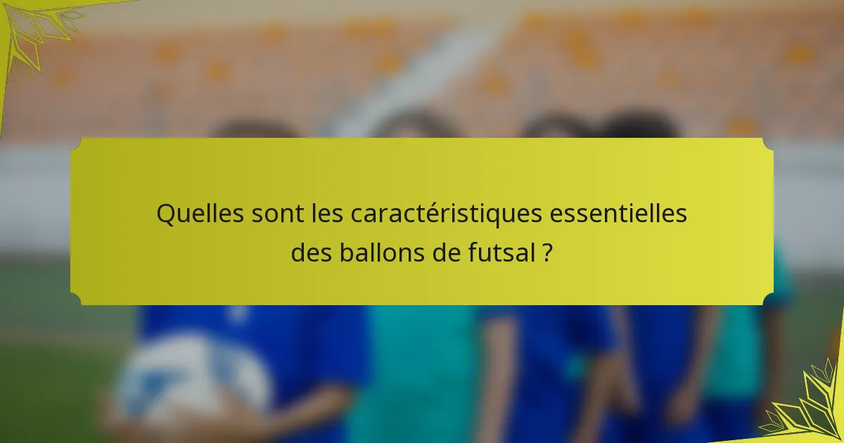 Quelles sont les caractéristiques essentielles des ballons de futsal ?