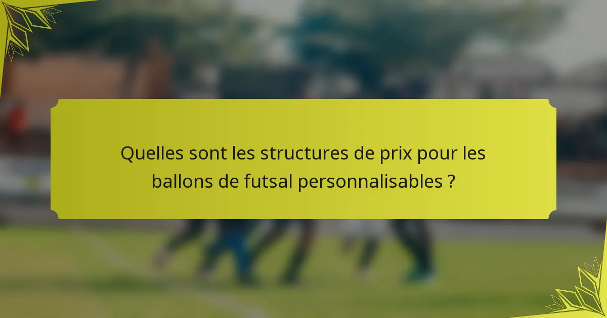 Quelles sont les structures de prix pour les ballons de futsal personnalisables ?