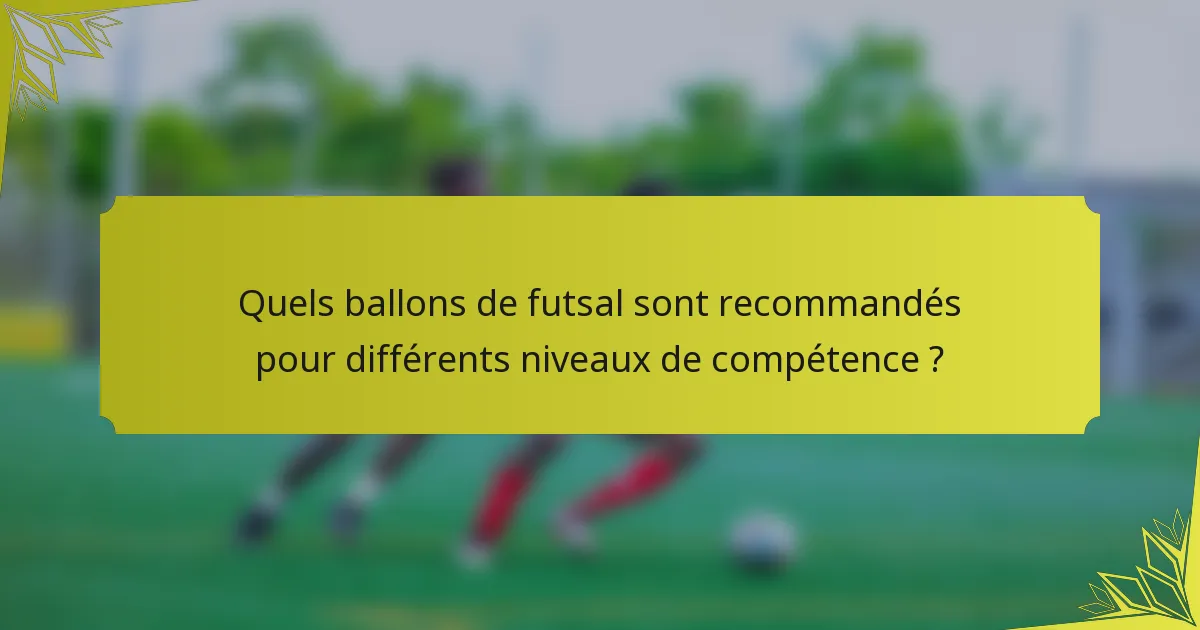 Quels ballons de futsal sont recommandés pour différents niveaux de compétence ?
