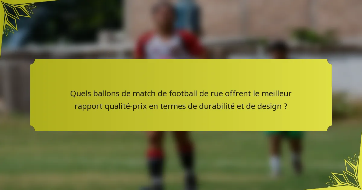 Quels ballons de match de football de rue offrent le meilleur rapport qualité-prix en termes de durabilité et de design ?