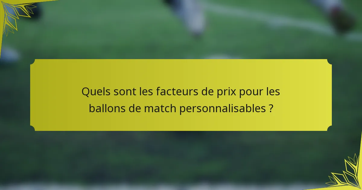 Quels sont les facteurs de prix pour les ballons de match personnalisables ?