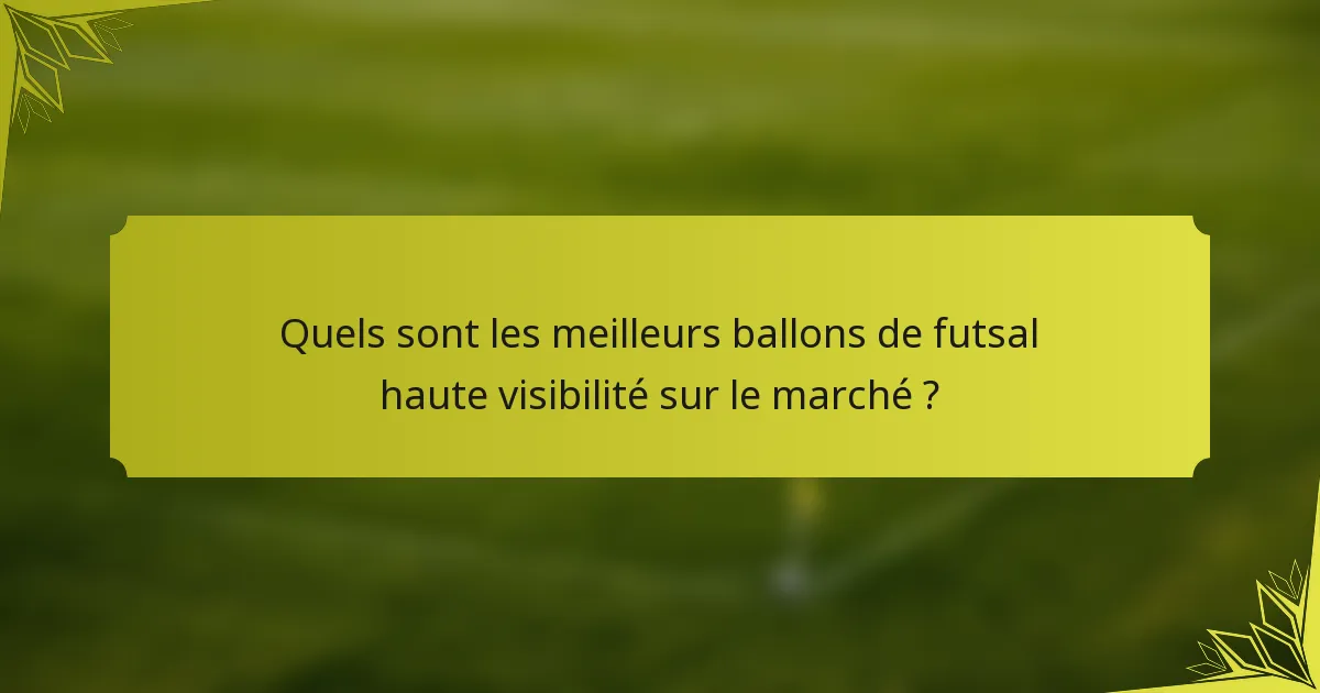 Quels sont les meilleurs ballons de futsal haute visibilité sur le marché ?